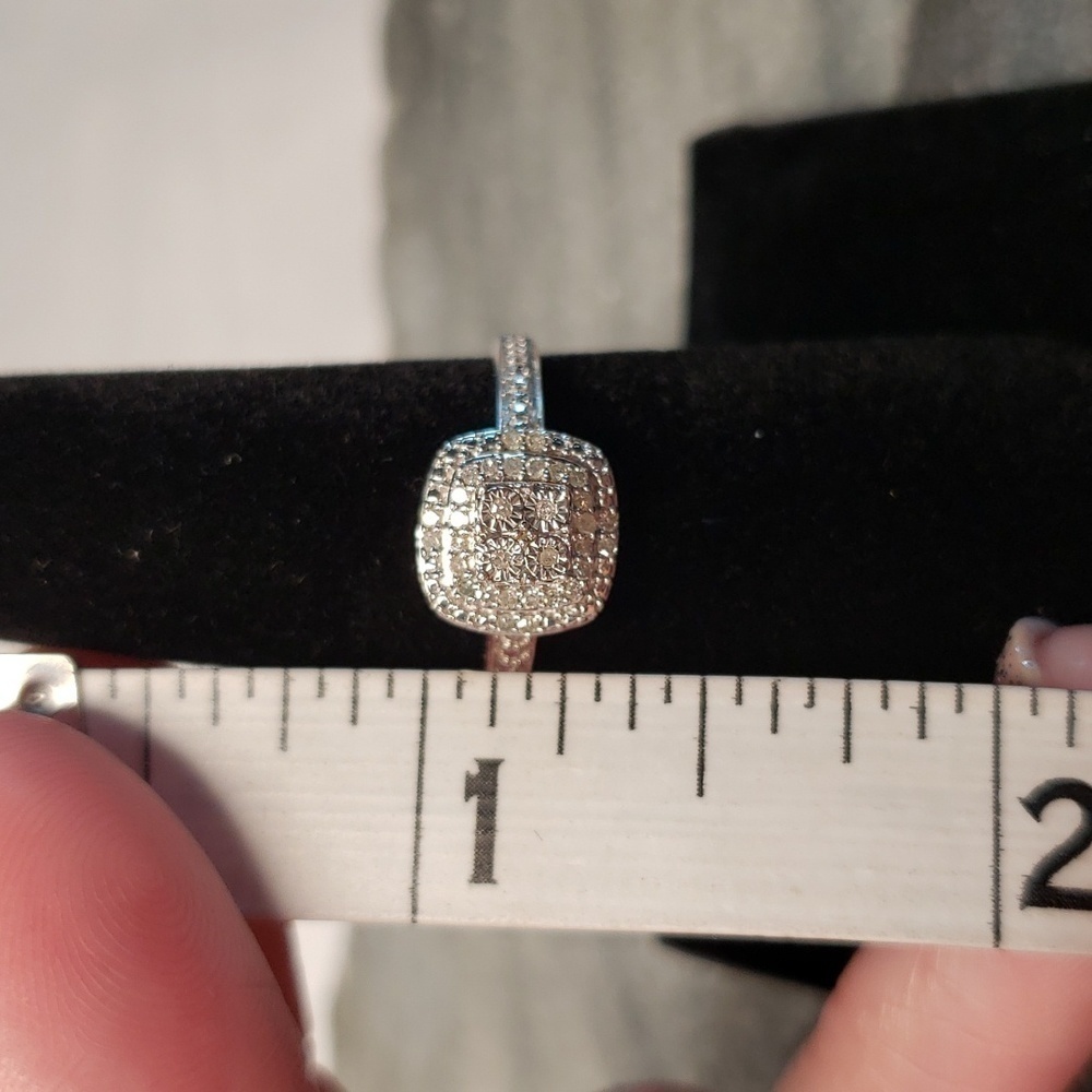 DIAMOND and sterling silver halo ring and halo earrings - Picture 8 of 8